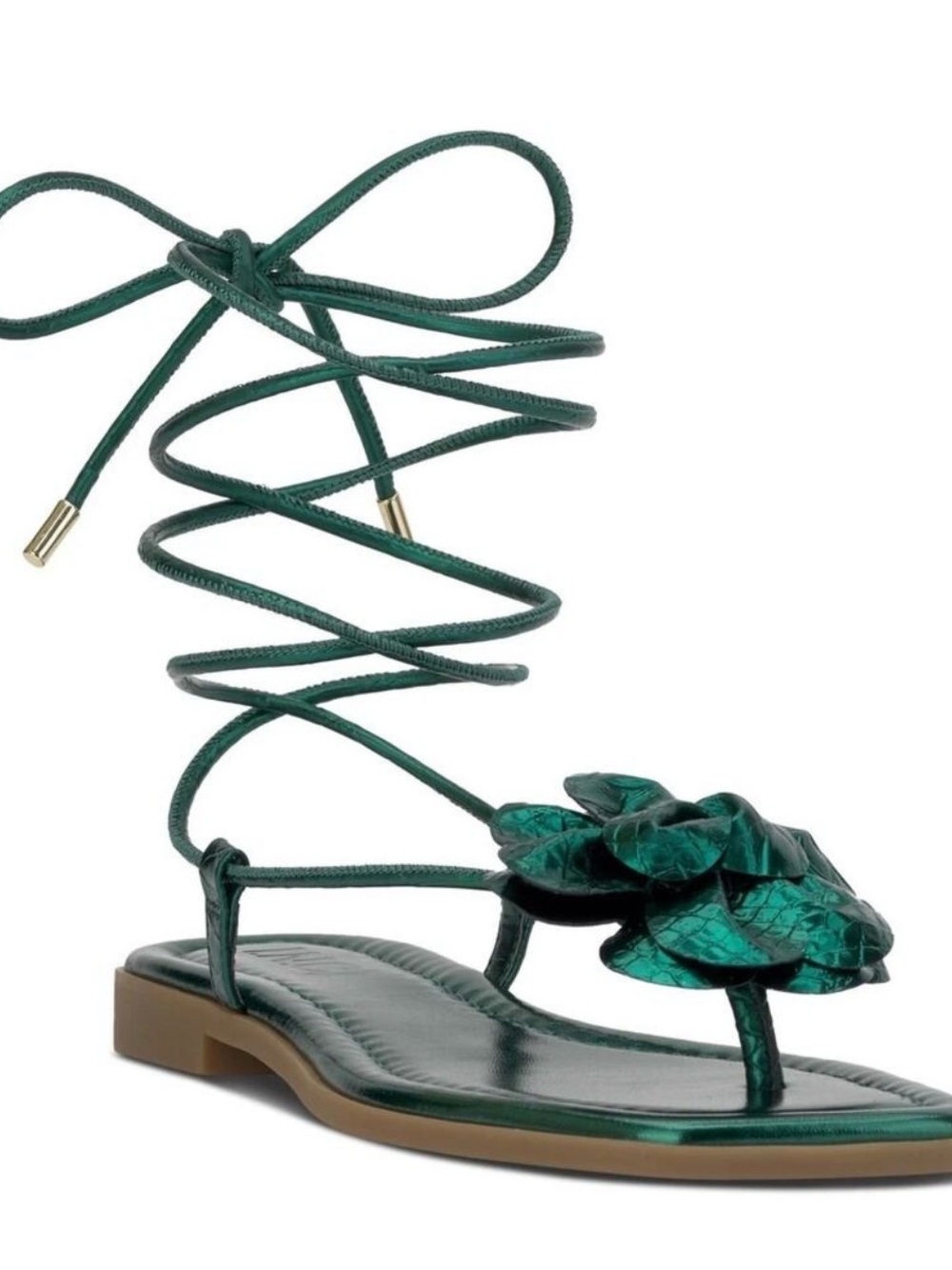 INC International Concepts Emerald Green Floral Lace-Up Gladiator Sandal Sz 6M